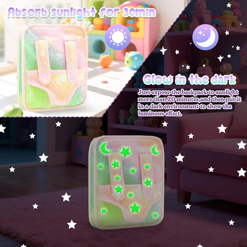 12 Inch Backpack Playset Set 12''Doll deAO Soft Baby Doll Glow in Dark Carrier Toys Baby Care Toys with Clothes Bottle