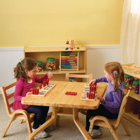 Excellerations Peg Number Board - 10 Rubberwood Boards, 55 Wood Pegs, Storage Bag, Montessori Math Materials for Kids,