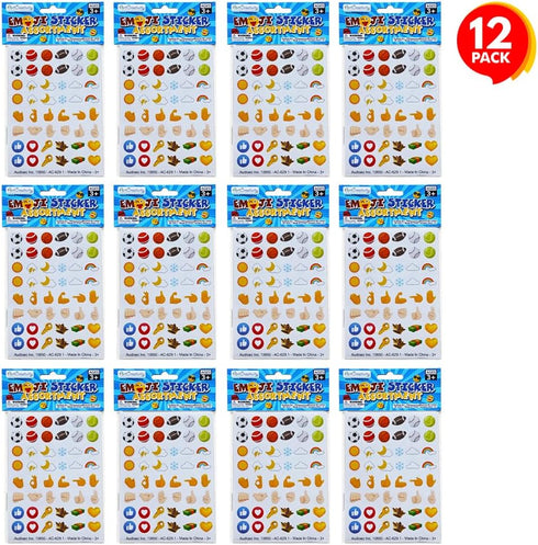 ArtCreativity Emoticon Sticker Set for Kids, 3000+ Stickers, 12 Packs with 72 Sheets, Classroom Rewards