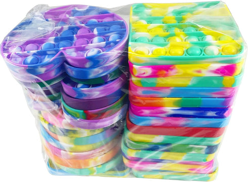 30PCS Random Silicone Tie-dye Push Pop Bubble Fidget Toy - Stress Reliever for Kids Adults