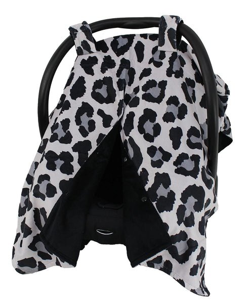 Dear Baby Gear Deluxe Car Seat Canopy, Double Layer, Gray Leopard Print, 40 x 30 Inches