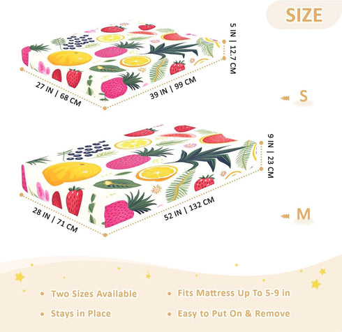 Bseiialft 52 28 Tropical Fruits Leaves Crib Sheets for Boys Girls Soft and Breathable Cotton Baby Sheets for Standard