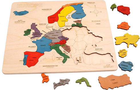 33 3 Europe Map Wooden Jigsaw Puzzle for Kids | Puzzle Pieces | Learning & Educational Toy Gift for Boys & Girls Ages