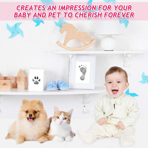 Outus 3 x 5 Inch Newborn Handprint and Footprint Kit, 4 Clean Touch Ink Pads, 10 Imprint Cards for Dogs