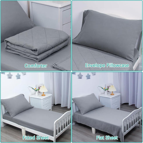 4 Set,Ultra Set,Includes Biloban Piece Toddler Bedding Soft and Breathable Crib Bedding Quilted Comforter,Fitted