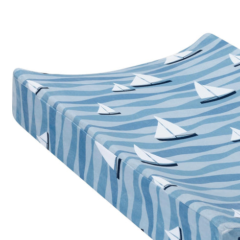 Sailboat Lambs & Ivy Little Skipper Nautical Ocean Soft Changing Pad Cover