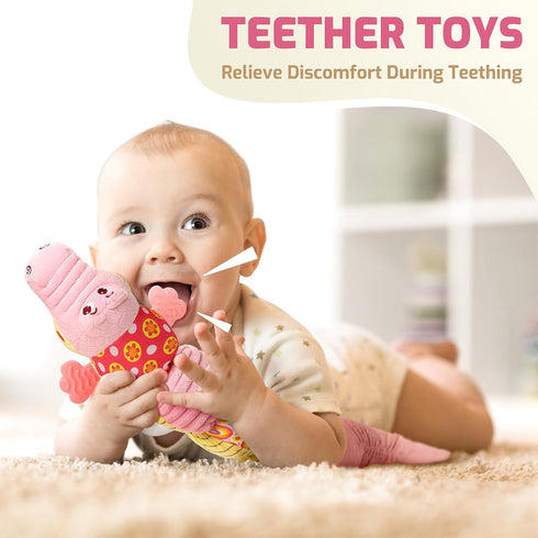 Tummy 0-12 Sumobaby Crocodile Baby Toys Musical Crocodile, Stuffed Animal Activity Soft Toys with Teether