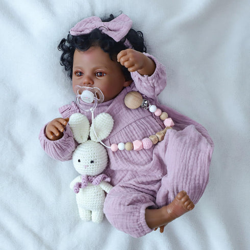 18 Inch Set 3+ WOOROY Realistic Reborn Baby Dolls Black Girl African American Newborn Doll, Lifelike Real Life