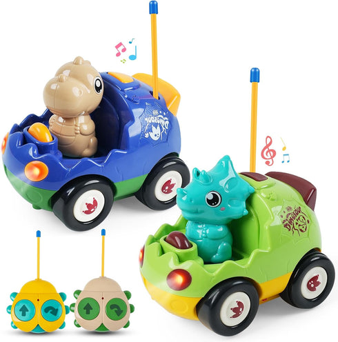 2-Pack RC Dinosaur Cars for Kids - Remote Control Dinosaur Toy Cars