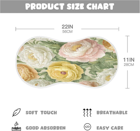YETTASBIN Peony Flower Muslin Baby Burp Cloth, Super Soft Absorbent Cotton Burp Rag Baby Bibs Feeding Cloth for Newborn