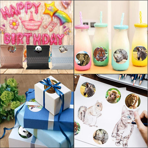 Animal Stickers for Kids, Realistic Jungle Animal Safari Zoo Labels for Toddlers Party Favors, 200Pcs Per Roll