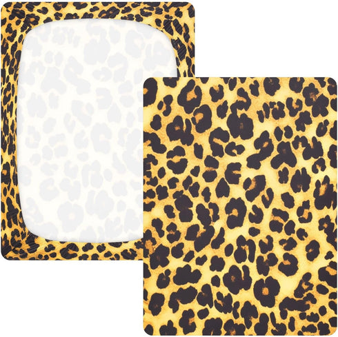 Bseiialft 52 28 Brown Black Cheetah Leopard Print Crib Sheets for Boys Girls Soft and Breathable Cotton Baby Sheets