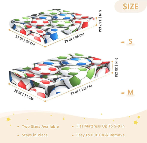 CZXW 52" 28" Colorful Soccer Balls Crib Sheets Fitted x Natural Cotton Soft & Breathable for Baby Crib Mattress
