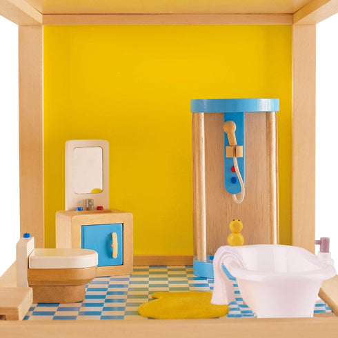 Hape Wooden Doll House Furniture Family Bathroom Set, Small, White