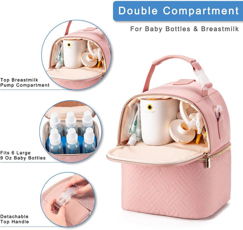 Docami Pack 6 9 Breastmilk Cooler Bag with Ice & Mat Fit Bottles Up to Ounce, Breast Milk Pump Cooler Bag for Moms