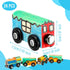 Lenwen 26 Pcs Unpainted Magnetic Wooden Train Cars - DIY Unfinished Train Set for Boys Girls Party Favors
