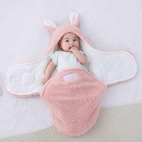 Yoolhamy 0-3 3-6 Baby Swaddle Blanket Newborn Receiving Blanket with Cute Rabbit Ears Soft Plush Wrap Outerwear