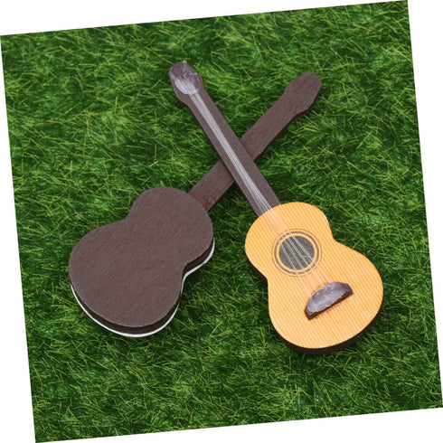 EXCEART 4 Pcs Wooden Miniature Guitar Miniature Wooden Instrument Desktop Micro Landscape Statue DIY Miniature Guitar