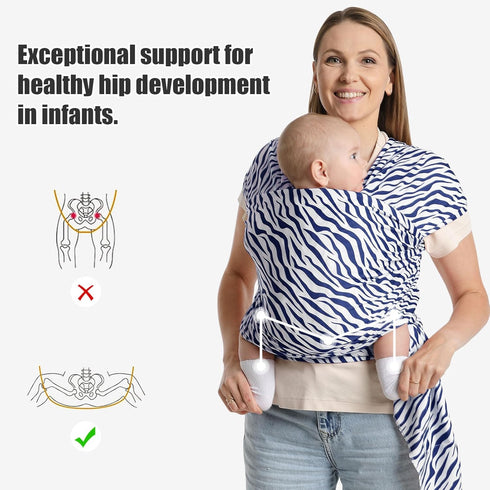 S.Leovay 7-35 lbs, Baby Wraps Carrier,Trendy Zebra Striped, Stretchy Ergonomic Hands-Free Design Baby Wearing Wrap