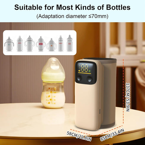 6-Temp Portable Bottle Warmer for Travel - Baby Bottle Warmers with LED Display and Flashlight, Bottle Warmers