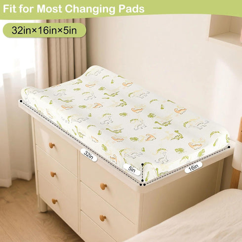 2 Pack 32"x16", Basumee Muslin Changing Pad Cover Waterproof Baby Changing Table Covers for Boys and Girls Soft