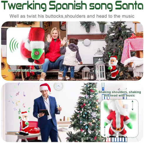 SdeNow Dancing Santa Claus Plush Toy Animated Singing and Twisted Wiggle Hip Christmas Figure for Kids, Funny Musical