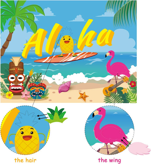 Ticiaga 36pcs Aloha Hawaii Party Stickers, Pin The Hair and Wing On Pineapple and Flamingo Poster Game