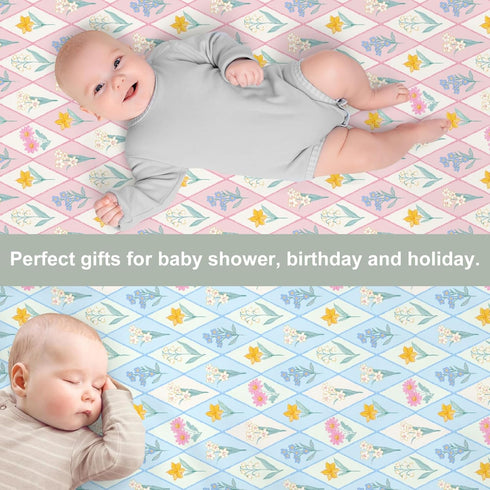 ZoUbqchY 28"x52" Summer 2 Pack Boho Floral Spring Baby Crib Sheets for Boy Girl Colorful Wildflowers Patchwork Soft