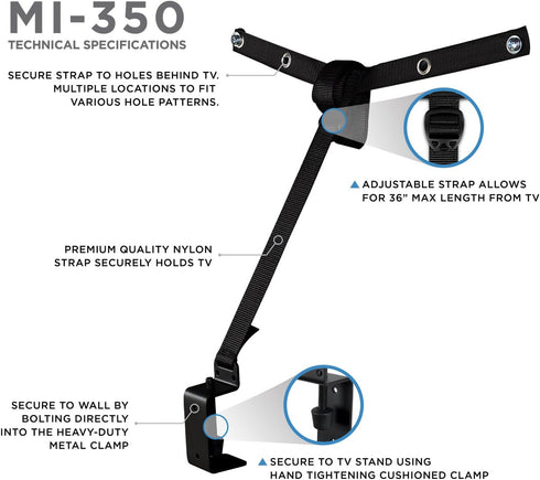 Mount-It! Mount It! TV Safety Straps For Child and Baby Proofing, Anti Tip Prevention and Earthquake Protection, Heavy