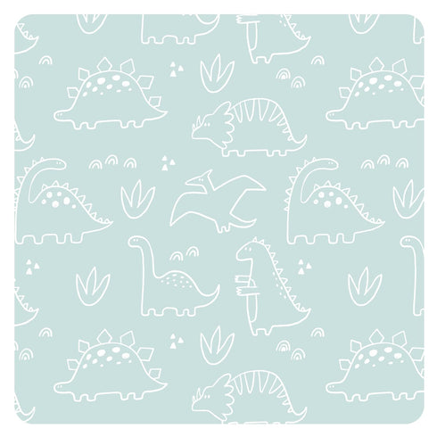 45" 45 BapronBaby Dino Friends Sage Splash Mat - Waterproof Catch-All for Under High Chairs, Floors, Tables, Playtime