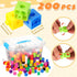 200 Pcs Math Cubes with Storage Container: Linking Blocks for Kids Age 4-8, Educational STEM Toy (Blue)