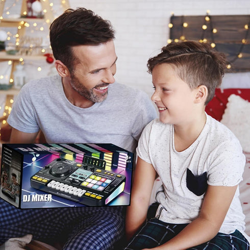 Johehe 12 8 4-8+ Rechargeable Kids DJ Mixer with LED Light Show & Karaoke Microphone - Interactive Music Toy with Sound