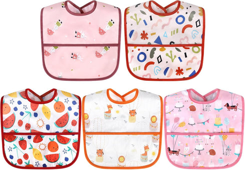 Accmor Waterproof Baby Bibs for Eating, Mess Proof Toddler Feeding Bibs for