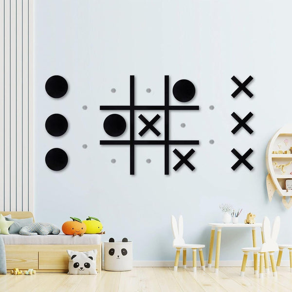Magnetic Tic Tac Toe Wall-Mount Game, Modern Game Room Decor for Kids & Adults, Best Gift