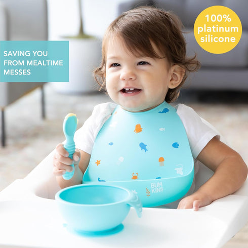 6-24 Bumkins Bibs, Silicone Pocket for Babies, Baby Bib for Girl or Boy, for Months Up to Toddler, Essential Must Have