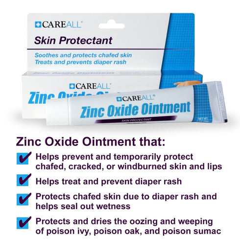 20% 2 oz (24 Pack), CareAll Zinc Oxide Skin Protectant Barrier Ointment Relieves, Treats and Prevents Minor Skin