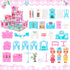 AmiDear 4-Story 11 Playset 3 4 5 6 7 8 9 10 Dollhouse with Rooms, Dream Gift Princess Doll House with Furniture Pool