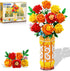 CUBIMANA Flower Bouquet Building Set with Vase & LED Light, Yellow, Orange