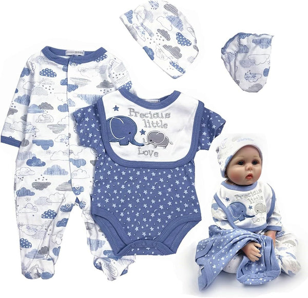 Reborn Baby Doll Clothes Little Elephant 5pcs Outfit Set for 20-23 inches