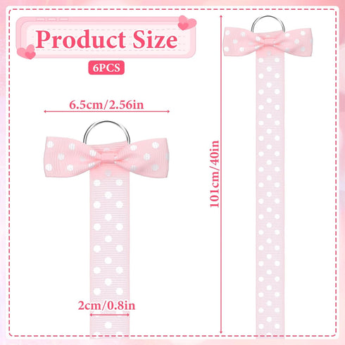 Tweruna 6 PCS Bow Organizer for Girls, Girl Bow Organizer, Pink Hair Bows Holder for Wall Hanging Bedroom College
