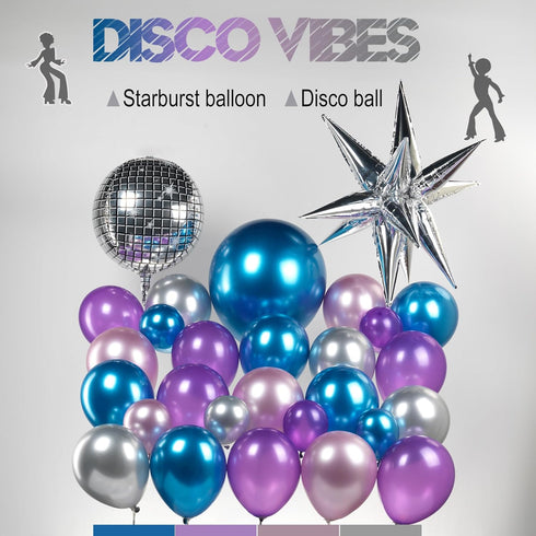 Chrome Purple and Blue Balloon Garland Arch Kit: 130Pcs Double Stuffed Lilac Silver Metallic Balloons for 2024