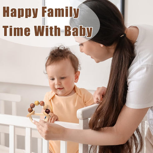 Wooden Baby Rattles 0-6 Months, Montessori Color Rings for Newborns 6-12 Months, Toddler Toys 1-3