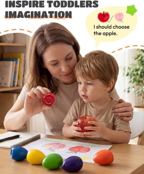12 1-3, JUPITEARTH Colors Egg Crayons for Toddlers Palm-Grasp Non Toxic Jumbo Washable Crayons for Kids, Fat Brain Toys