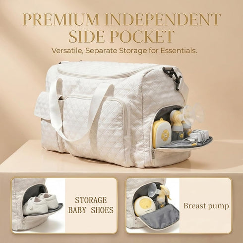 Extra Large Diaper Tote Bag with Shoe Compartment & Pacifier Pocket, Travel Baby Diaper Bag for Mom, Hospital Maternity