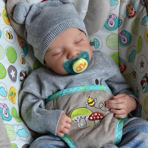 JIZHI Lifelike Reborn Baby Dolls Noah - 17 Inch Realistic Anatomically Correct Baby Boy Dolls with Feeding Kit Gift Box