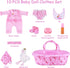 BABESIDE 10 PCS Reborn Baby Doll Clothes, Flamingo Theme with Bassinet for 17-22 Inch Dolls