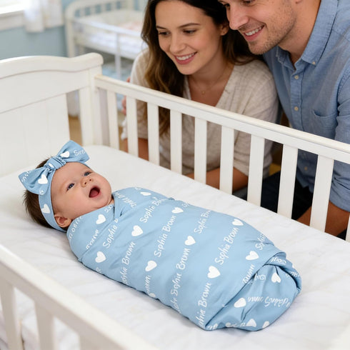 TaiJshaNc Set Personalized Baby Blanket Girl Boy Custom Name Swaddle Newborns Hat Customized Gifts Toddler Infant