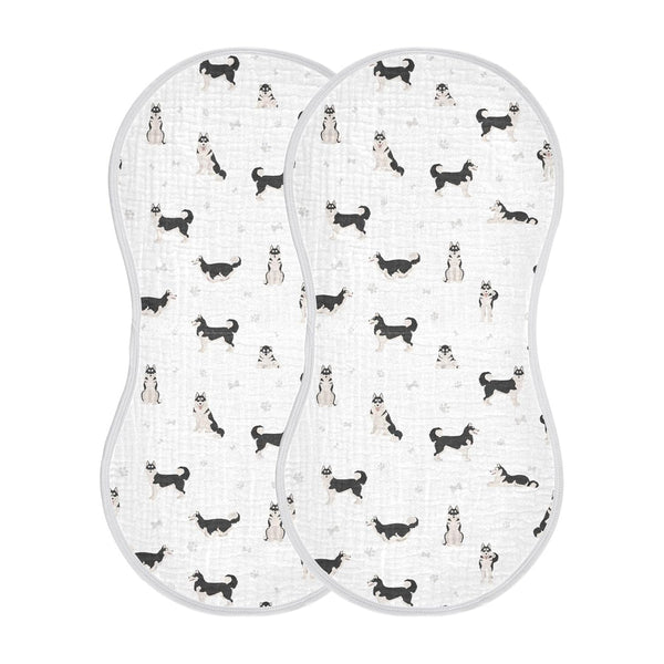 KICPOAY Muslin Baby Burp Cloths, Cute Dogs Siberian Husky Muslin Washcloths Baby Rags