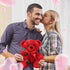 Plush Stuffed Animal Bear with Rose, Cute Plush Christmas Valentine's Day Gift for Kids and Girlfriend (11.8 Inches,