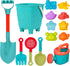 BeneFine 14 Piece Beach Toys,Castle Barrel Bucket,Sea Animal and Traffic Sand Molds,Beach Shovel Tool Kit, Fun Outdoor